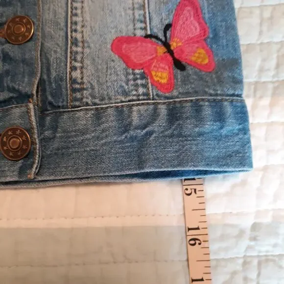 Sophia & Sam Denim Vest Size 18 mth Embroidered Butterflies Buttons Up - Picture 6 of 7